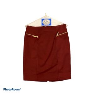 Michael Kors Maroon Skirt with Gold Zipper Details